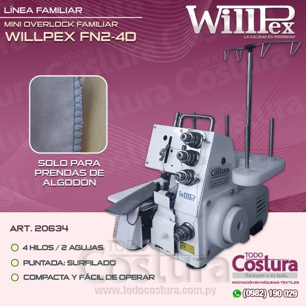 MINI OVERLOCK FAMILIAR (4 HILOS) WILLPEX FN2-4D